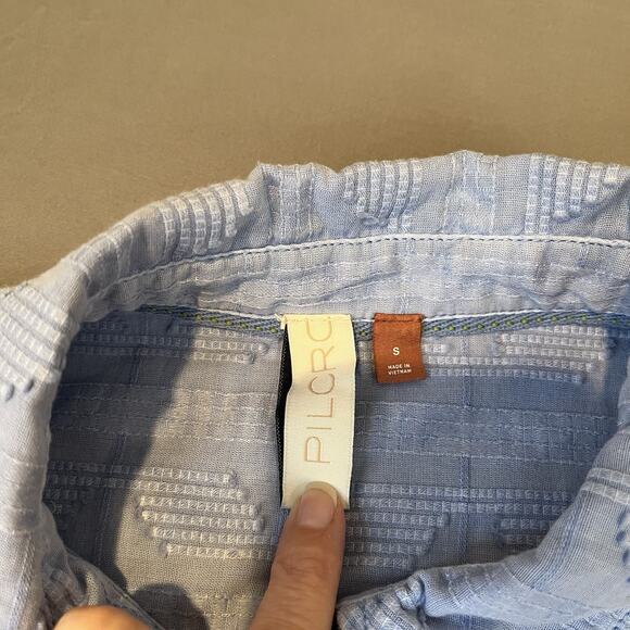 Anthropologie Pilcro Theresa Lace-Up Back Button Shirt Top Blue Size Small - Picture 9 of 9